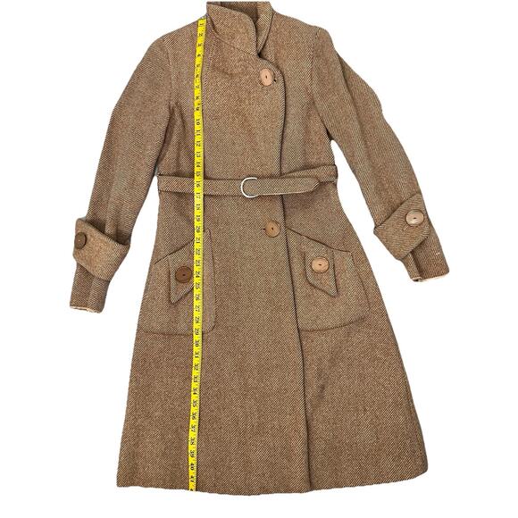 Vintage Wool Tweed Belted Brown Coat Chippewa Woolen Mills Women’s Size Medium - Picture 4 of 8